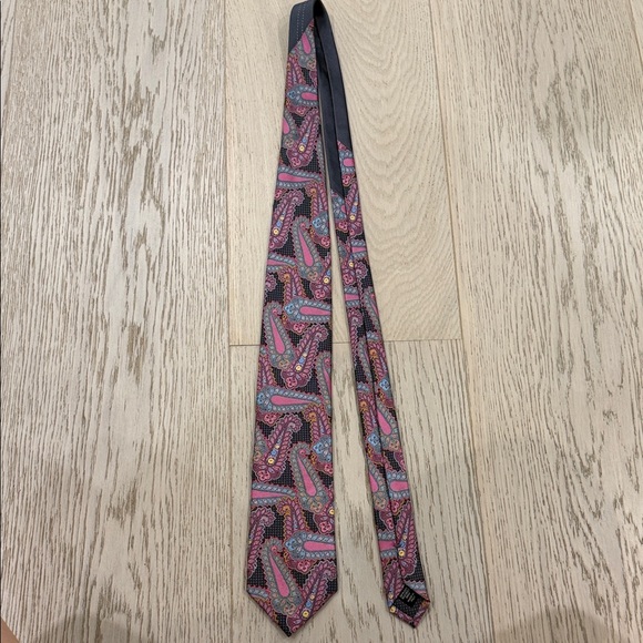 Zegna Paisley Tie in Pink and Grey - Picture 2 of 7
